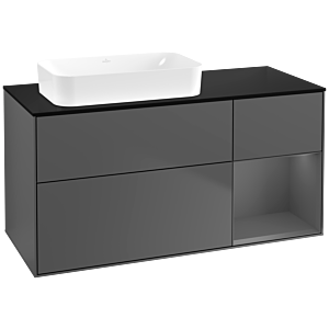 Villeroy und Boch Finion Waschtischunterschrank F692GKGK 120x60,3x50,1cm, Regal rechts Anthracite matt, Anthracite matt