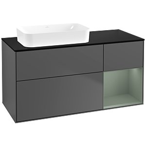 Villeroy und Boch Finion Waschtischunterschrank F692GMGK 120x60,3x50,1cm, Regal rechts Olive Matt Lacquer, Anthracite matt