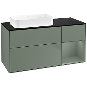 Villeroy und Boch Finion Waschtischunterschrank F692GMGM 120x60,3x50,1cm, Regal rechts Olive Matt Lacquer, Olive Matt Lacquer