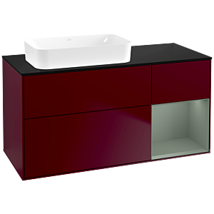 Villeroy und Boch Finion Waschtischunterschrank F692GMHB 120x60,3x50,1cm, Regal rechts Olive Matt Lacquer, Peony Matt