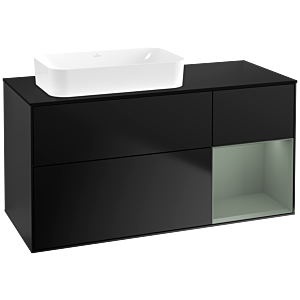 Villeroy und Boch Finion Waschtischunterschrank F692GMPD 120x60,3x50,1cm, Regal rechts Olive Matt Lacquer, Black matt lacquer