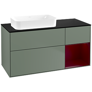 Villeroy und Boch Finion Waschtischunterschrank F692HBGM 120x60,3x50,1cm, Regal rechts Peony, Olive Matt Lacquer