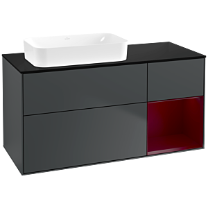 Villeroy und Boch Finion Waschtischunterschrank F692HBHG 120x60,3x50,1cm, Regal rechts Peony, Midnight Blue Matt Lacquer