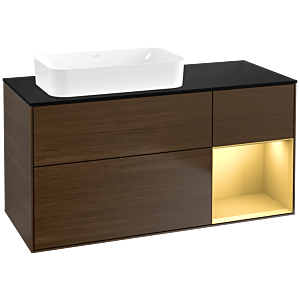 Villeroy and Boch Finion Villeroy and Boch Finion F692HFGN 120x60.3x50.1cm, shelf right gold matt, walnut veneer