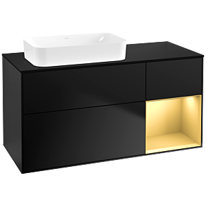 Villeroy et Boch Finion Villeroy et Boch F692HFPD 120x60.3x50.1cm, étagère droite or mat, laqué noir mat