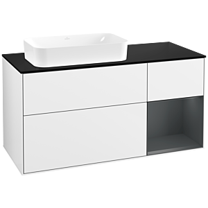 Villeroy und Boch Finion Waschtischunterschrank F692HGGF 120x60,3x50,1cm, Regal rechts Midnight Blue Matt Lacquer, Glossy white lacquer