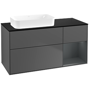 Villeroy und Boch Finion Waschtischunterschrank F692HGGK 120x60,3x50,1cm, Regal rechts Midnight Blue Matt Lacquer, Anthracite matt