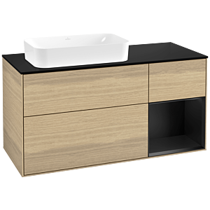 Villeroy et Boch Finion Villeroy et Boch F692PDPC 120x60.3x50.1cm, étagère à droite laqué noir mat, Oak Veneer