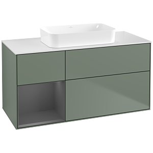 Villeroy und Boch Finion Waschtischunterschrank F701GKGM 120x60,3x50,1cm, Regal links Anthracite matt, Olive Matt Lacquer