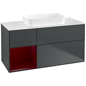 Villeroy und Boch Finion Waschtischunterschrank F701HBHG 120x60,3x50,1cm, Regal links Peony, Midnight Blue Matt Lacquer