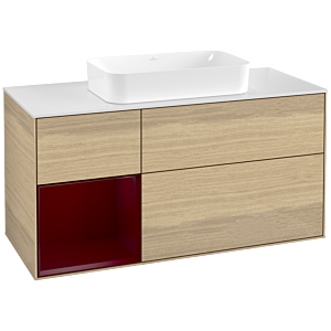 Villeroy und Boch Finion Waschtischunterschrank F701HBPC 120x60,3x50,1cm, Regal links Peony, Oak Veneer