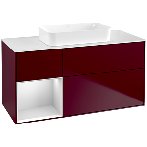 Villeroy und Boch Finion Waschtischunterschrank F701MTHB 120x60,3x50,1cm, Regal links White matt lacquer, Peony Matt