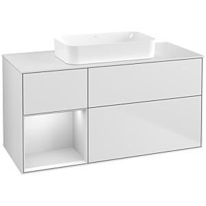 Villeroy und Boch Finion Waschtischunterschrank F701MTMT 120x60,3x50,1cm, Regal links White matt lacquer, White matt lacquer