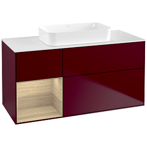 Villeroy und Boch Finion Waschtischunterschrank F701PCHB 120x60,3x50,1cm, Regal links Oak Veneer, Peony Matt