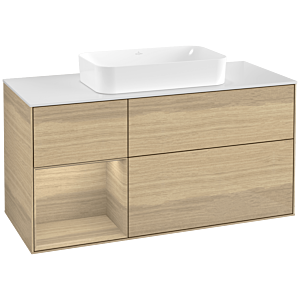 Villeroy und Boch Finion Waschtischunterschrank F701PCPC 120x60,3x50,1cm, Regal links Oak Veneer, Oak Veneer