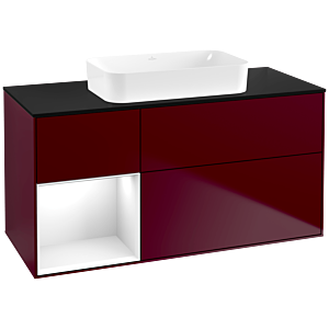 Villeroy und Boch Finion Waschtischunterschrank F702GFHB 120x60,3x50,1cm, Regal links Glossy white lacquer, Peony Matt