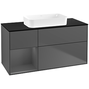 Villeroy und Boch Finion Waschtischunterschrank F702GKGK 120x60,3x50,1cm, Regal links Anthracite matt, Anthracite matt