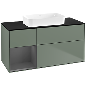 Villeroy und Boch Finion Waschtischunterschrank F702GKGM 120x60,3x50,1cm, Regal links Anthracite matt, Olive Matt Lacquer