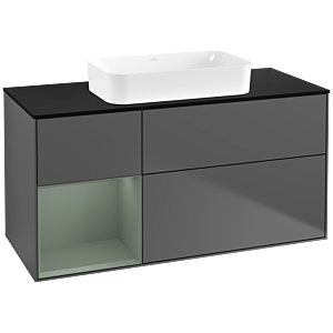 Villeroy et Boch Finion F702GMGK 120x60,3x50,1cm, étagère à gauche Olive Matt Lacquer , anthracite mat