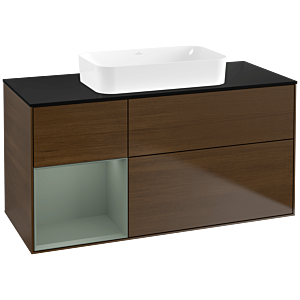 Villeroy et Boch Finion Villeroy et Boch F702GMGN 120x60.3x50.1cm, étagère à gauche Olive Matt Lacquer , placage Olive Matt Lacquer