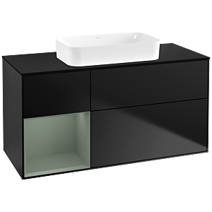 Villeroy et Boch Finion Villeroy et Boch F702GMPD 120x60.3x50.1cm, étagère à gauche Olive Matt Lacquer , laqué noir mat