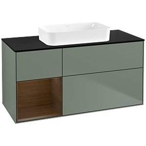 Villeroy et Boch Finion Villeroy et Boch F702GNGM 120x60.3x50.1cm, étagère gauche placage noyer, Olive Matt Lacquer