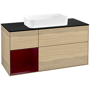 Villeroy und Boch Finion Waschtischunterschrank F702HBPC 120x60,3x50,1cm, Regal links Peony, Oak Veneer