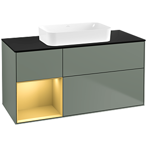 Villeroy et Boch Finion Villeroy et Boch F702HFGM 120x60.3x50.1cm, étagère gauche or mat, Olive Matt Lacquer