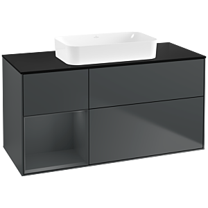 Villeroy und Boch Finion Waschtischunterschrank F702HGHG 120x60,3x50,1cm, Regal links Midnight Blue Matt Lacquer, Midnight Blue Matt Lacquer