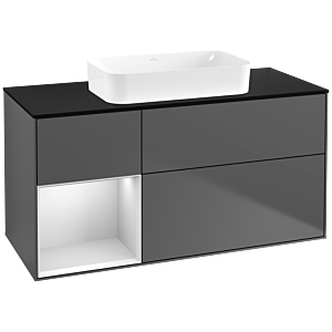 Villeroy and Boch Finion Villeroy and Boch Finion F702MTGK 120x60.3x50.1cm, shelf left white matt lacquer, anthracite matt