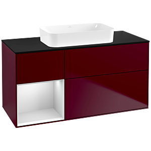 Villeroy und Boch Finion Waschtischunterschrank F702MTHB 120x60,3x50,1cm, Regal links White matt lacquer, Peony Matt
