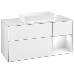 Villeroy und Boch Finion Waschtischunterschrank F711GFGF 120x60,3x50,1cm, Regal rechts Glossy white lacquer, Glossy white lacquer