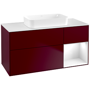 Villeroy und Boch Finion Waschtischunterschrank F711GFHB 120x60,3x50,1cm, Regal rechts Glossy white lacquer, Peony Matt
