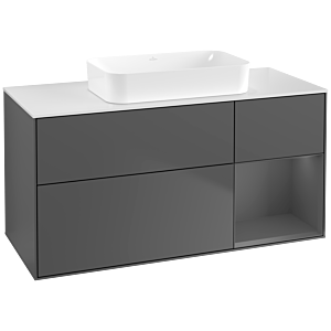 Villeroy und Boch Finion Waschtischunterschrank F711GKGK 120x60,3x50,1cm, Regal rechts Anthracite matt, Anthracite matt