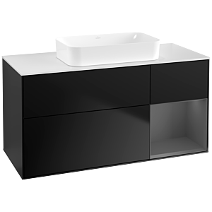 Villeroy und Boch Finion Waschtischunterschrank F711GKPD 120x60,3x50,1cm, Regal rechts Anthracite matt, Black matt lacquer