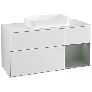 Villeroy und Boch Finion Waschtischunterschrank F711GMMT 120x60,3x50,1cm, Regal rechts Olive Matt Lacquer, White matt lacquer