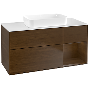 Villeroy und Boch Finion Waschtischunterschrank F711GNGN 120x60,3x50,1cm, Regal rechts Walnut veneer, Walnut veneer