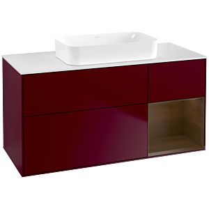 Villeroy und Boch Finion Waschtischunterschrank F711GNHB 120x60,3x50,1cm, Regal rechts Walnut veneer, Peony Matt