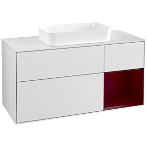 Villeroy und Boch Finion Waschtischunterschrank F711HBMT 120x60,3x50,1cm, Regal rechts Peony, White matt lacquer