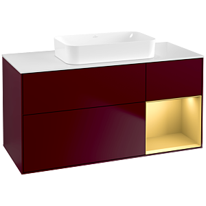 Villeroy und Boch Finion Waschtischunterschrank F711HFHB 120x60,3x50,1cm, Regal rechts Gold matt, Peony Matt