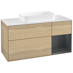 Villeroy et Boch Finion F711HGPC 120x60.3x50.1cm, étagère à droite Midnight Blue Matt Lacquer , Oak Veneer