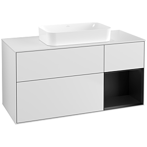 Villeroy und Boch Finion Waschtischunterschrank F711PDMT 120x60,3x50,1cm, Regal rechts Black matt lacquer, White matt lacquer
