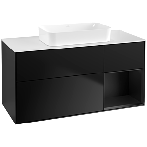 Villeroy et Boch Finion Villeroy et Boch F711PDPD 120x60,3x50,1cm, étagère à droite laqué noir mat, laqué noir mat