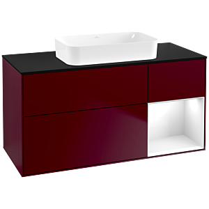 Villeroy und Boch Finion Waschtischunterschrank F712GFHB 120x60,3x50,1cm, Regal rechts Glossy white lacquer, Peony Matt