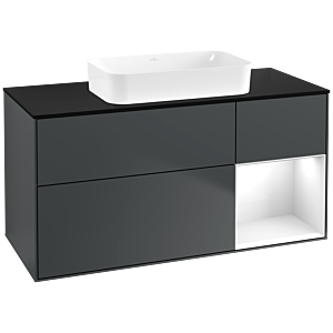 Villeroy und Boch Finion Waschtischunterschrank F712GFHG 120x60,3x50,1cm, Regal rechts Glossy white lacquer, Midnight Blue Matt Lacquer