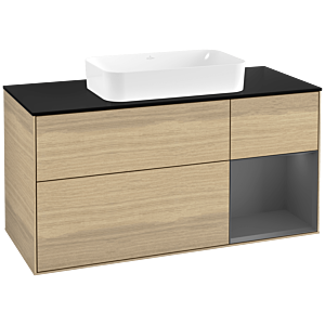 Villeroy und Boch Finion Waschtischunterschrank F712GKPC 120x60,3x50,1cm, Regal rechts Anthracite matt, Oak Veneer