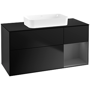 Villeroy et Boch Finion Villeroy et Boch F712GKPD 120x60.3x50.1cm, étagère à droite anthracite mat, laqué noir mat