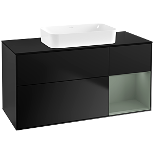 Villeroy et Boch Finion F712GMPD 120x60.3x50.1cm, étagère à droite Olive Matt Lacquer , laqué noir mat