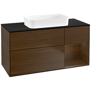 Villeroy und Boch Finion Waschtischunterschrank F712GNGN 120x60,3x50,1cm, Regal rechts Walnut veneer, Walnut veneer