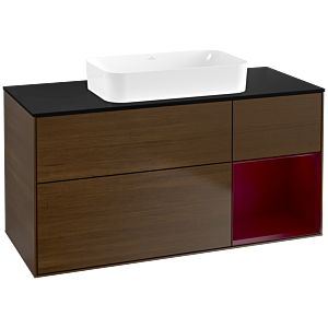 Villeroy und Boch Finion Waschtischunterschrank F712HBGN 120x60,3x50,1cm, Regal rechts Peony, Walnut veneer